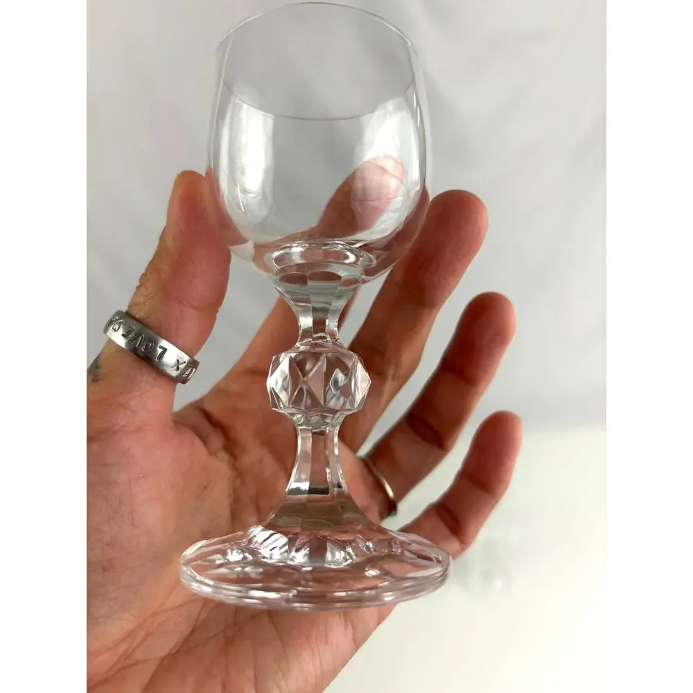 Set of‎ 6 Claudia Liqueur Glasses Cut Knob Stem Lead Crystal Czechoslovakia